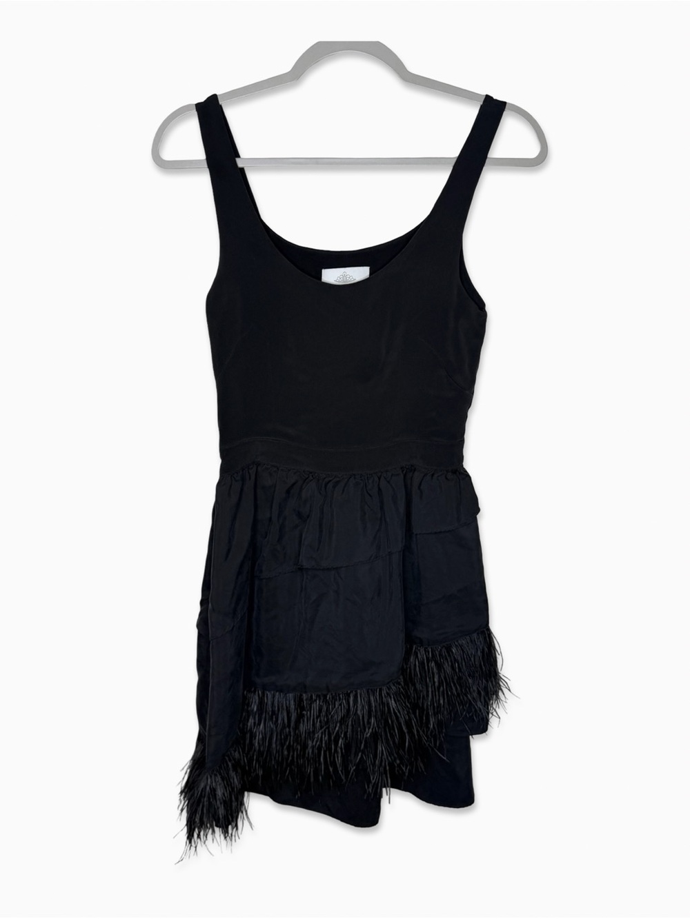 Madison Marcus XS Black Feather-Trim Formal Dress for woman
